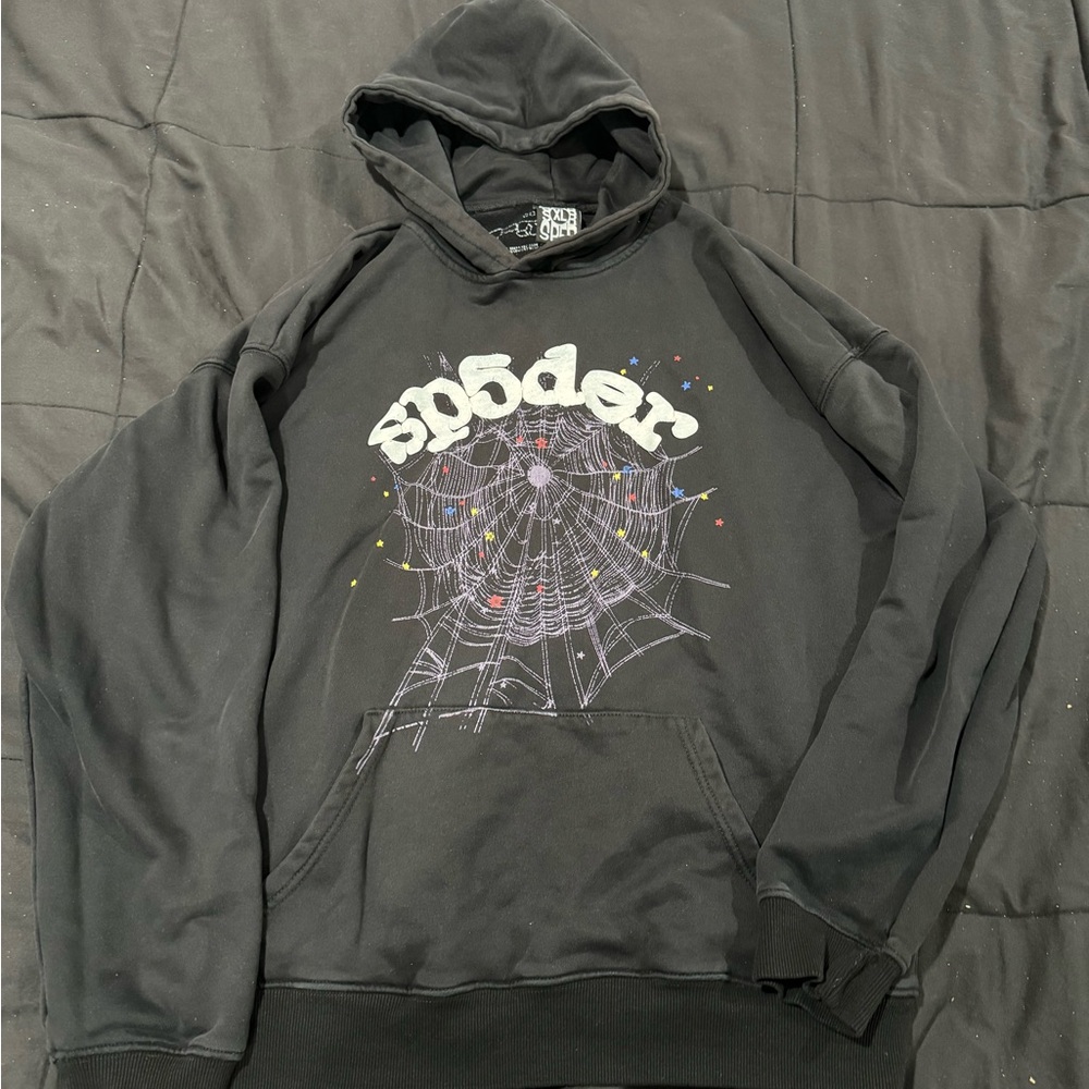 Spider Black Hoodie with Web Design